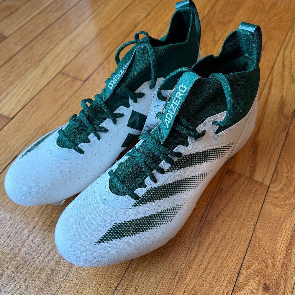 adidas IH0572 Mens Size 13 Adizero Impact+ Football Cleats Cloud White/Green NEW
